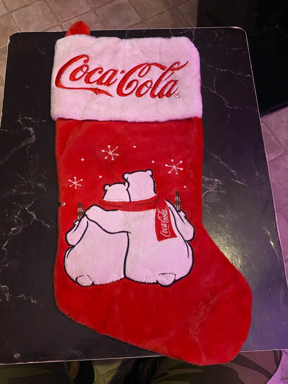Coca-Cola Red Plush Stocking with White Polar Bears